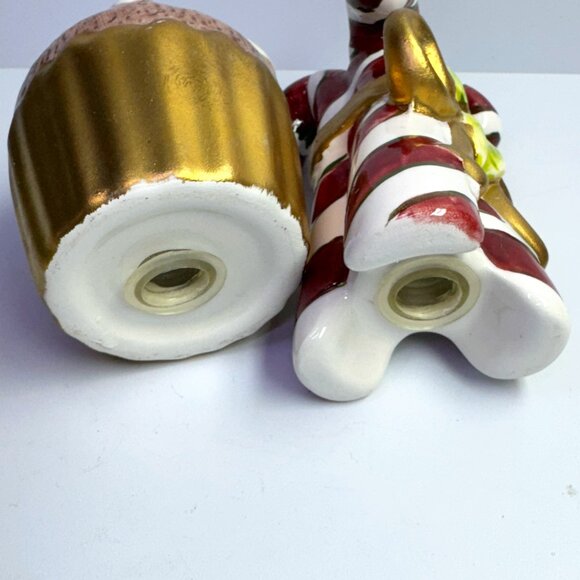Vintage Ceramic Christmas Salt and Pepper Shakers Cupcake and Candy Cane - Picture 3 of 4